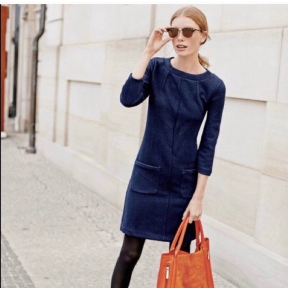 Boden Navy Textured Mini Dress